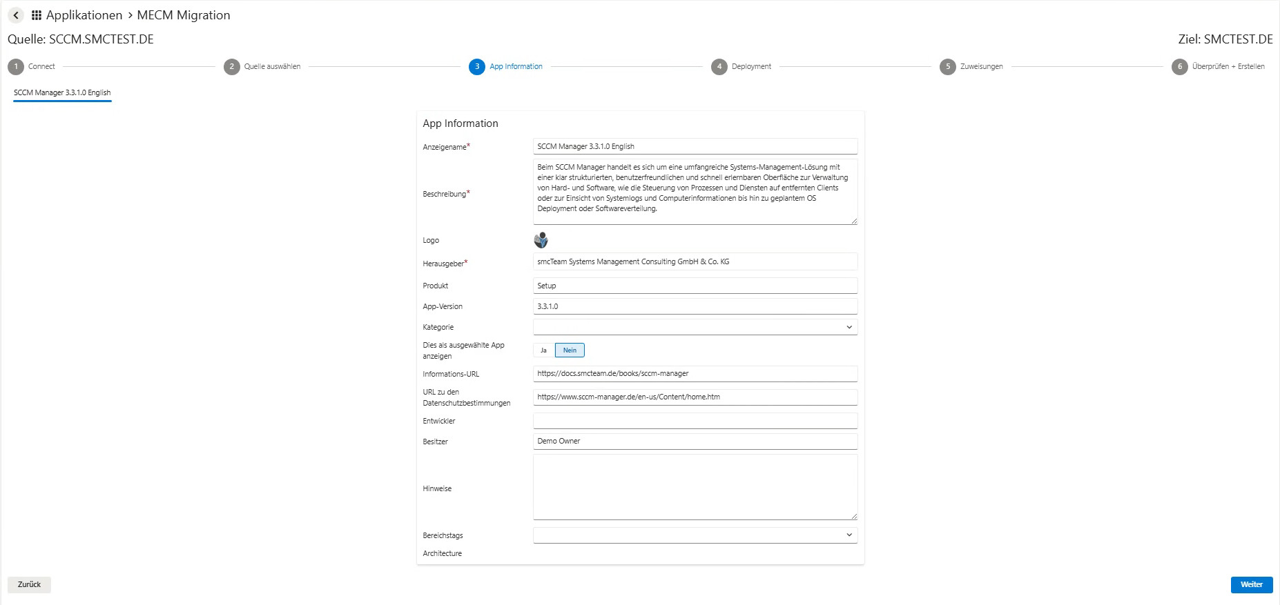 Schritt 3 - App Information