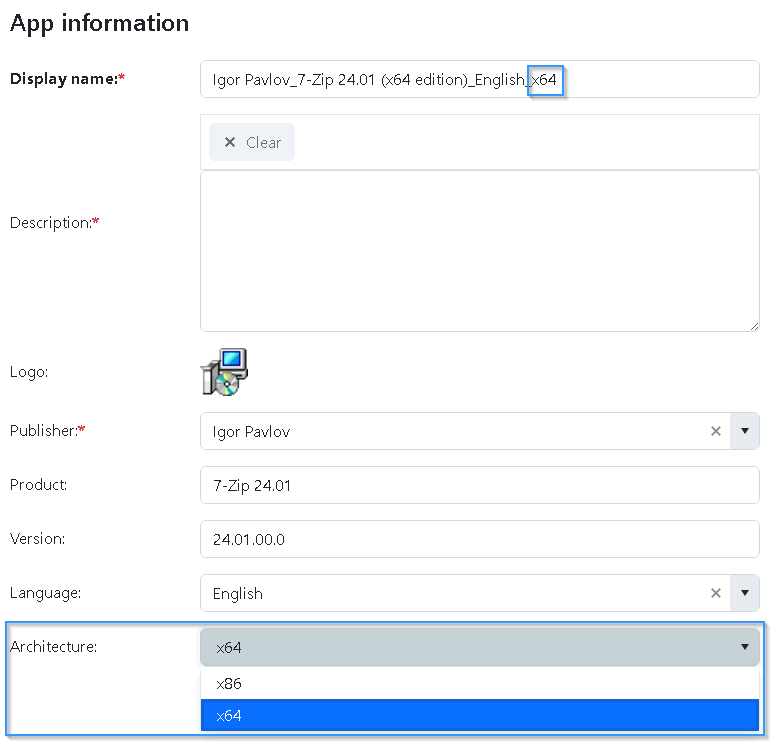 Create from Setup Wizard - App information